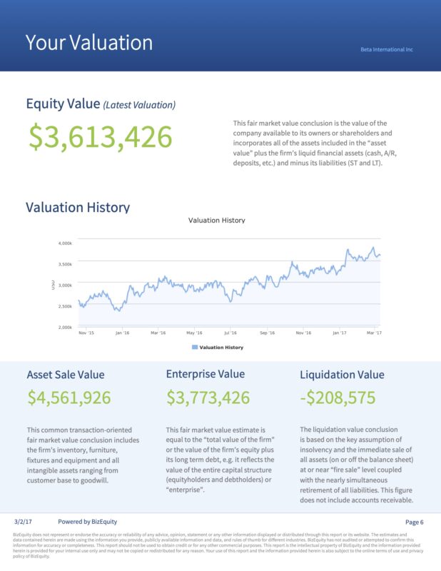 Sample Business Valuation Report
